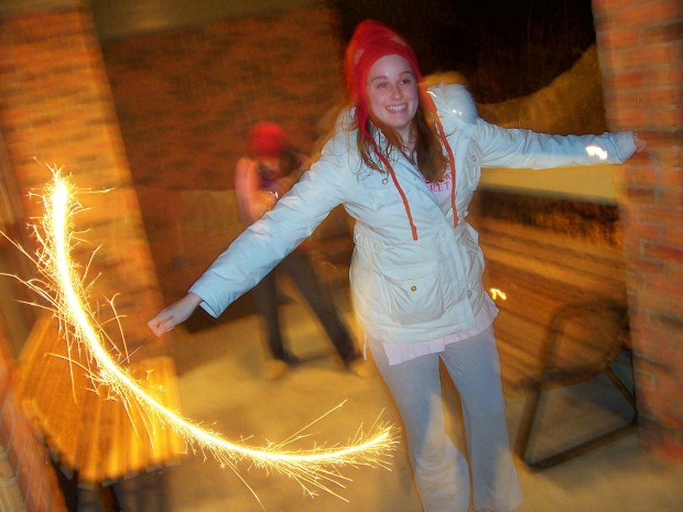 Rachel does a Sparkler Dance